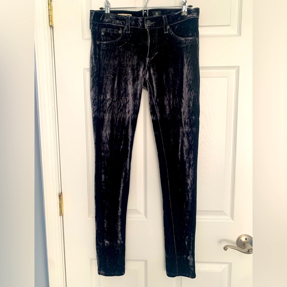 AG Adriano Goldschmied Crushed Grey Velvet Super Skinny “The Legging” 29R (EUC)